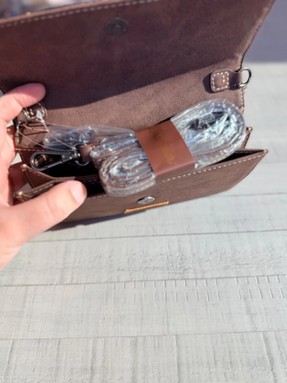 Wrangler Genuine Hair-On Cowhide Wallet/Crossbody - Coffee